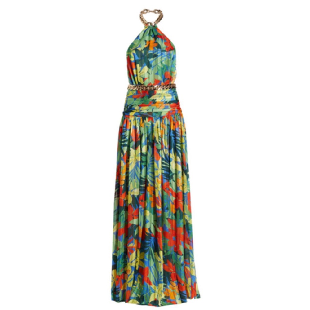 BRONX & BANCO Kenya Chain Gown Tropical Floral Maxi Dress